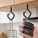 5Pcs Eye Screw Hooks for Hanging Heavy Duty with Safety Buckle. Metal Ceiling Hooks for Hanging Plants,Cup,Wind Chime,Bird Feeders,Christmas String Lights at Indoor&Outdoor (Black, 6.2×2.6cm)