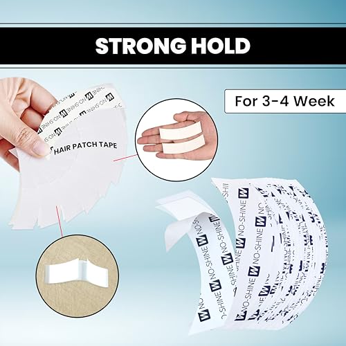 Image of No Shine Hair Patch Tape 24 Pcs for Men, Extreme Hold, Waterproof, Skin Safe and Skin friendly, Non-Allergic, Medical Grade Material