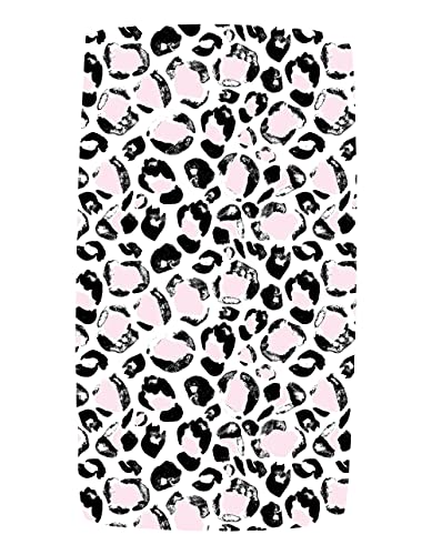 Image of Dear Baby Gear - Baby Crib Sheets - Toddler Bed Sheets - Breathable Fitted Bed Sheet - Nursery Bedding - Cribs Mattress Cover - Crib Sheet for Girls & Boys - 52x28x10 (Pink and Black Leopard Print)