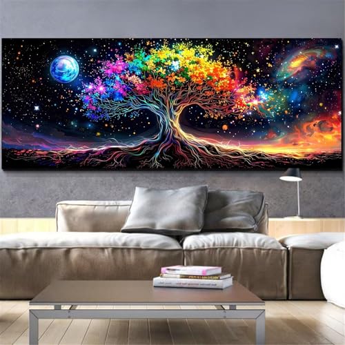 Broderie diamant lune 80x220cm créez votre tableau arbre grand format pour un salon zen
