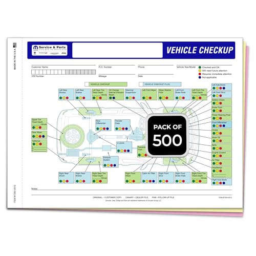 Multi-Point Inspection Form – Chrysler Compatible 3-Part Carbonless Vehicle Checklist