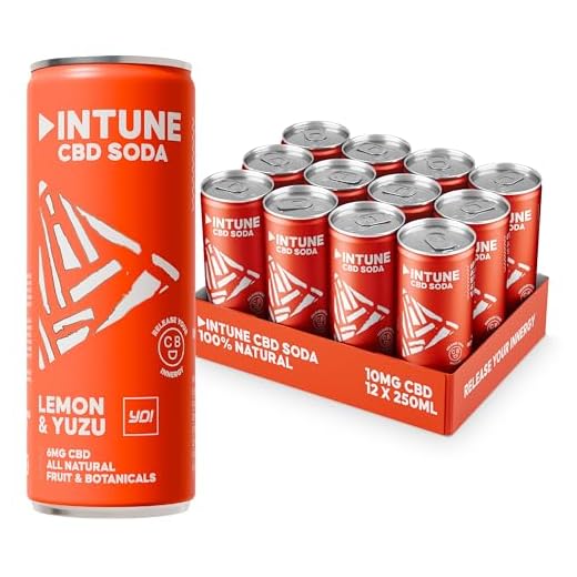 NEW- INTUNE Lemon + Yuzu Sparkling, Yo Sushi collab, CBD Drink and Mixer, 100% Natural, Vegan, Multipack of 12 x 250ml Cans