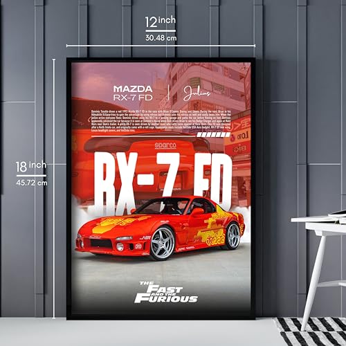 Image of Posternet MAZDA RX-7 FD Wall Poster Frames | 12x18 inch | Fast and Furious Themed JDM Cars | Hanging Wall Artwork Frames for Living Room, Bedroom, Office and Etc