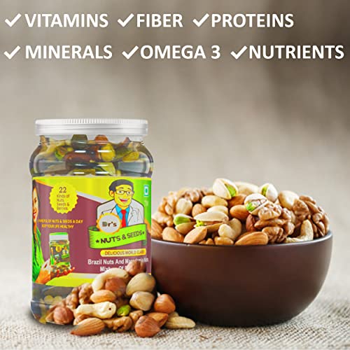 Image of Dr'.s nuts & Seeds 22+ Varieties High in Protein and Dietary Fiber Natural Immunity Booster Mixed Nuts, Seeds and Berries, 300 Grams x 2