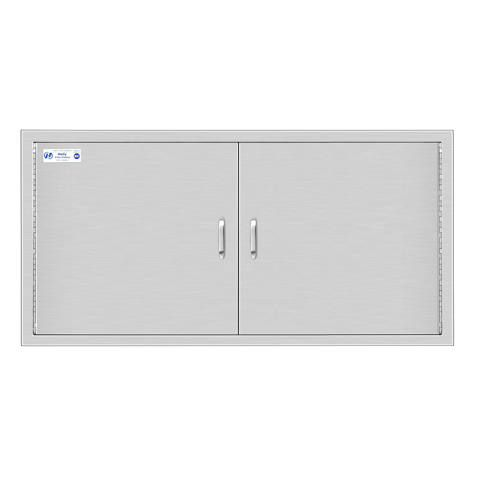 Hally BBQ Access Door 42" W x 21" H of 304 Stainless Steel Double Doors with 2 Detachable Handles and 6 Hooks, Outdoor Kitchen Doors for BBQ Island, Grilling Station, Outdoor Cabinet