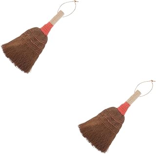 FRCOLOR 2pcs Cleaning Supplies Duster Household Broom Household Palm Broom Home Cleaning Tools Desktop Dust Broom Home Cleaning Broom Household Small Broom Dust Brush Brown Mini