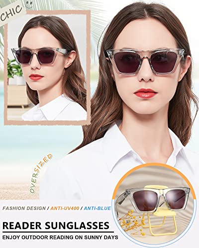 MARE AZZURO Oversized Reader Sunglasses Women Large Sun Reading Glasses 1.0 1.25 1.5 1.75 2.0 2.25 2.5 2.75 3.0 3.5 4.02