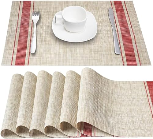 El Mejor Listado de Mantel rojo , tabla con los diez mejores. 43 U Chef Juego de 6 Manteles Individuales para Mesa y Comedor, Lavables para Interiores y Exteriores, Manteles Antideslizantes para el Hogar, Restaurante, Cocina, Hotel, Cafetería...