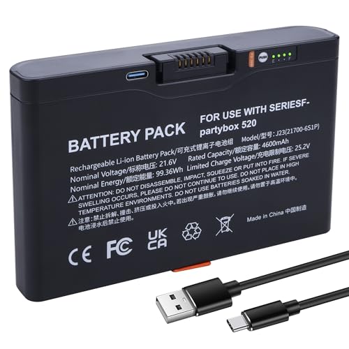 DFTIM 5000mAh Rechargeable Battery Compatible with PartyBox Stage 520 720 Model FG2CELL21700 Portable Bluetooth Speaker, Upgrade Capacity 21.6V 99.36WH High Capacity Spare Battery with Type-C Port