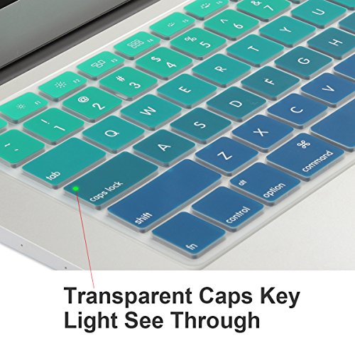 Batianda Ombre Color Keyboard Cover For Macbook Pro 13 Inch Model A1708 (No Touch Bar) 2017 & 2016 Release & Macbook 12 Inch A1534 Silicone Protective Skin (Gradient Green) #TOP3