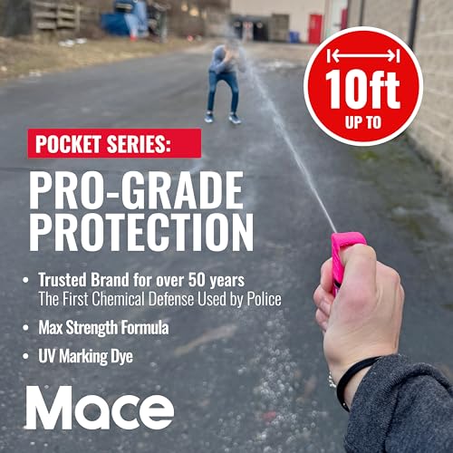 Mace Personal Safety Alarm & Mace Pepper Spray Kit - Loud 130db Siren with Built in Emergency Whistle, 10 Feet Range Self Defense Pepper Spray for Women & Men - Neon Pink - Thumbnail 3