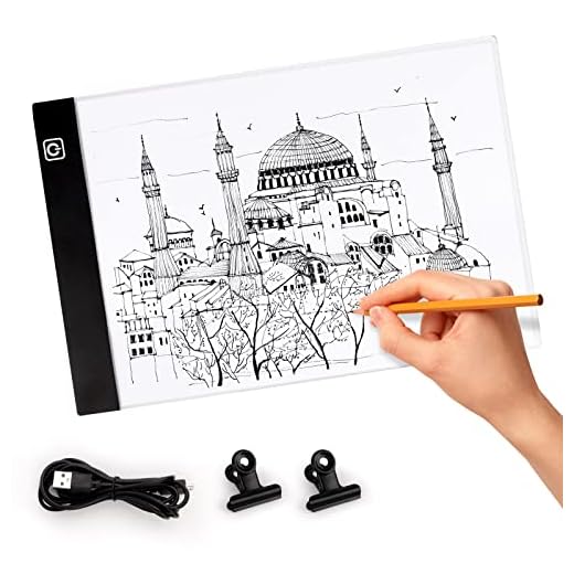 Mesa de Luz para Calcar, Tablero de Copia LED, LED A4 Tableta de Luz, con Brillo Ajustable, para Animación, Bocetos, Diseño, Dibujo,5D Diamante Pintura (A4)