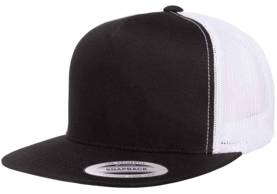 Yupoong 5-Panel YP Classic Trucker Cap | High Profile Flat Visor Snapback | OSFM | Bulk Packs Available