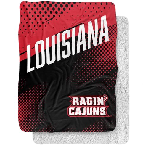 LOGOVISION University of Louisiana at Lafayette Fan Zone Silky Touch Sherpa Back Super Soft Throw Blanket 60"x80"