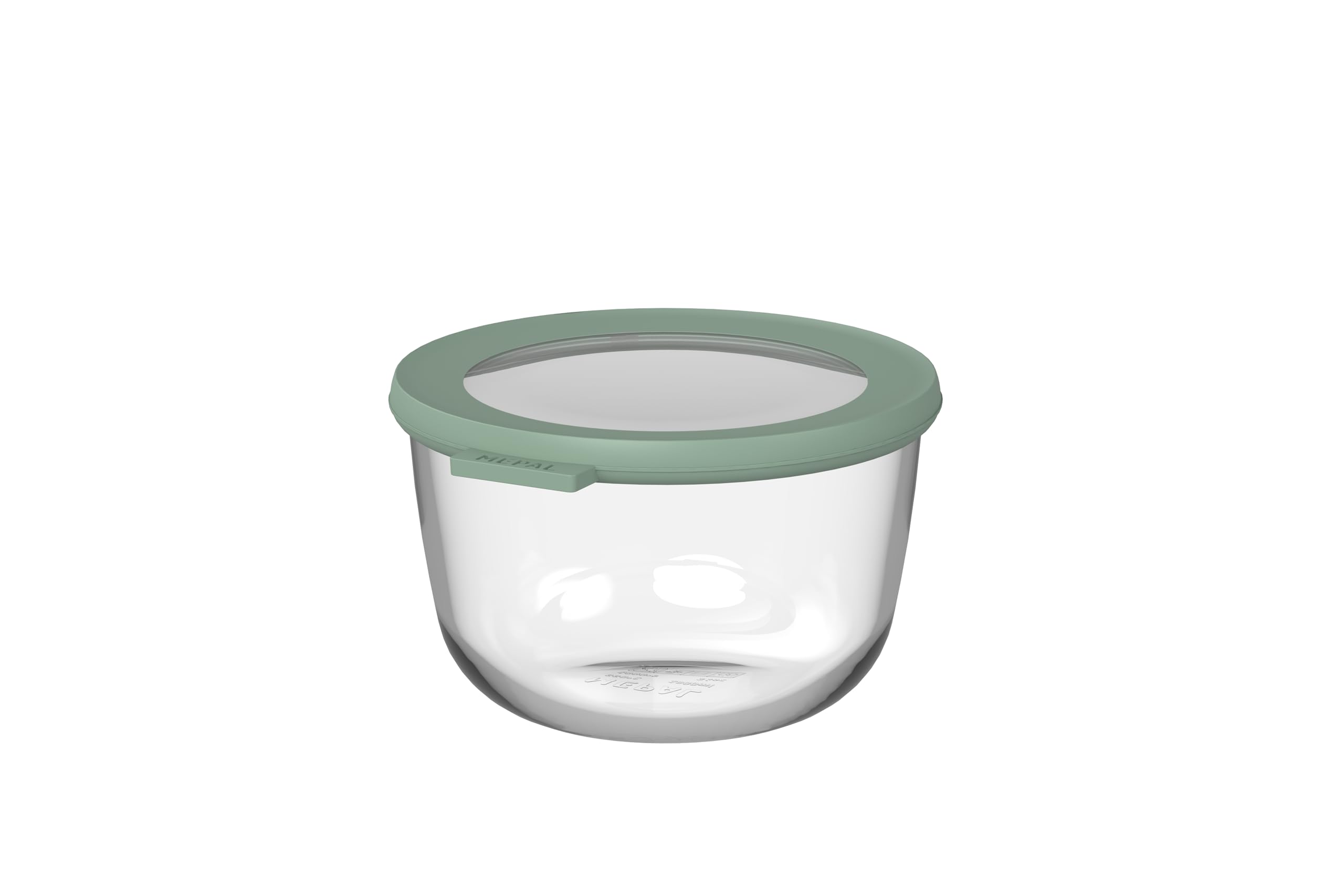 Mepal - Glass Food Storage Container Round Cirqula - Meal Prep Containers - Heat Resistant Up To 550°C, Without Lid - Suitable for Oven, Microwave, Freezer and Dishwasher - 1000 ml - Nordic sage
