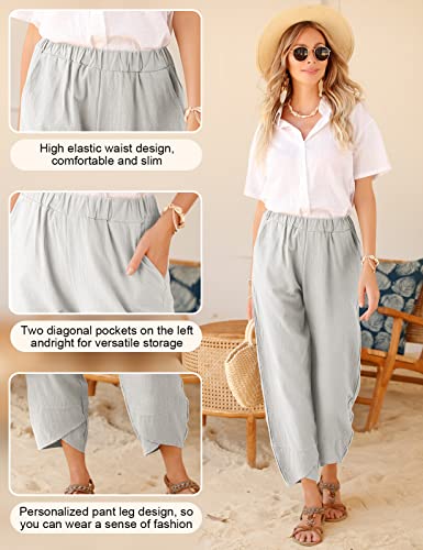 Yuson Girl Damesbroek, losse pasvorm, hippie, elastische taille met zakken, cropped wijde pijpen, zomer, boho, bloemenprint, katoen, losse broek - Afbeelding 6