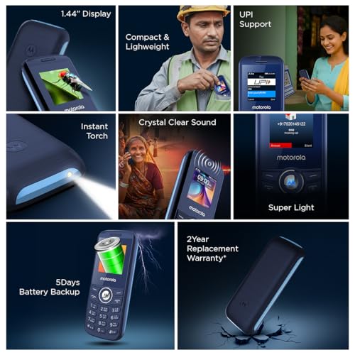 Image of Motorola All-New A100 Single Sim keypad Phone | 2 Years Replacement | Long Lasting Battery | Loud Sound | Wireless FM | (Blue)