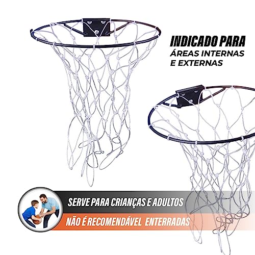 Aro Basquete Cesta Aço 36cm Compatível com Bola Oficial 7 Basquete Com Rede Premium