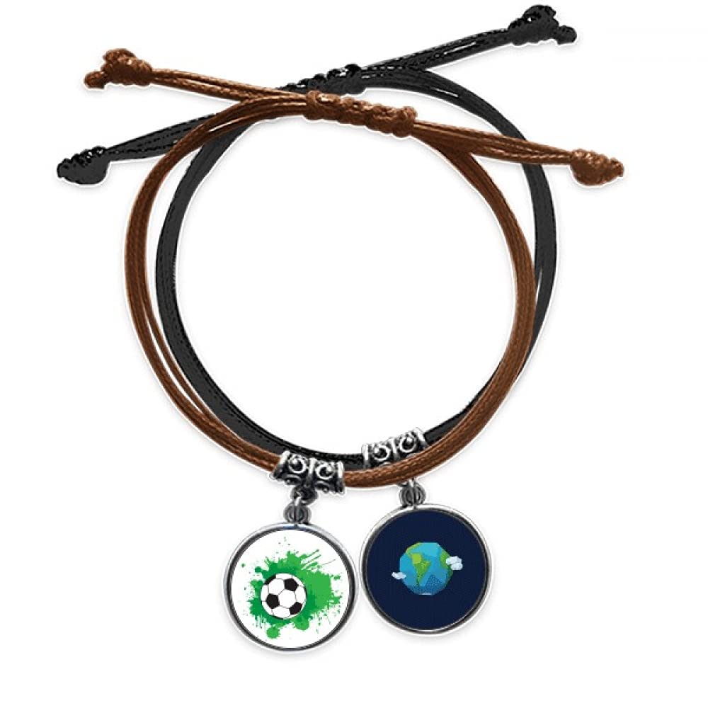 Pulsera de fútbol personalizada con texto pulsera cuerda de mano de cuero ajustable 3