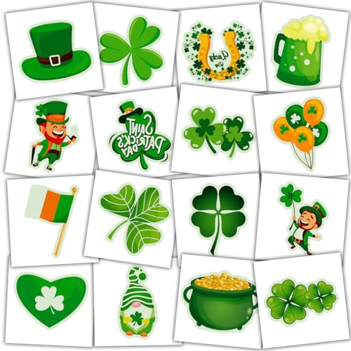 JCFIRE 102pcs St Patricks Day Tattoos, St Patricks Day Accessories Shamrock Stickers Decor, Face Stickers for Kids, Irish Parade Party Favors Decoration, Gifts Kids Women Men
