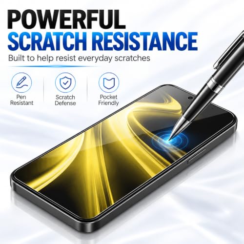 Image of ArmourPro Military-Grade Tempered Glass for Poco X8 Power - 9H Anti Scratch, Edge-to-Edge Coverage, HD Clarity, Smooth Touch, Case Friendly, Easy Installation Kit with Cable Protector