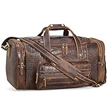 Polare 23' Crocodile Pattern Cowhide Leather Gym Duffle Weekender Overnight Travel Duffel Bag For Men 42L