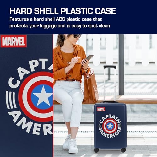 FUL Marvel Captain America 22.5 Inch Carry On Luggage, Hardshell Rolling Suitcase with Spinner Wheels, Blue4