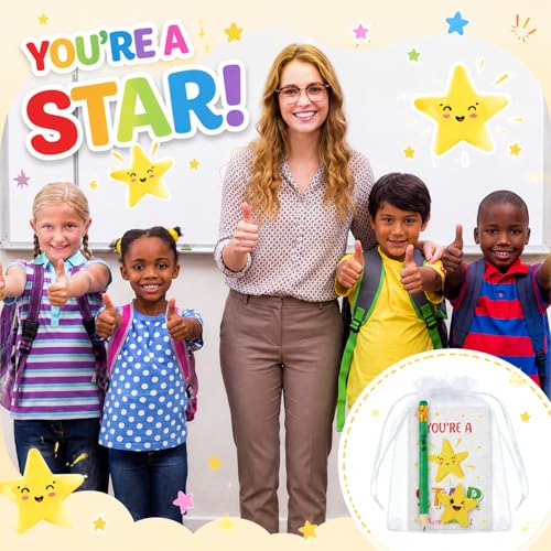 Clabby 30 juegos de regalos para estudiantes con borrador de estrellas y lápiz motivacional 5