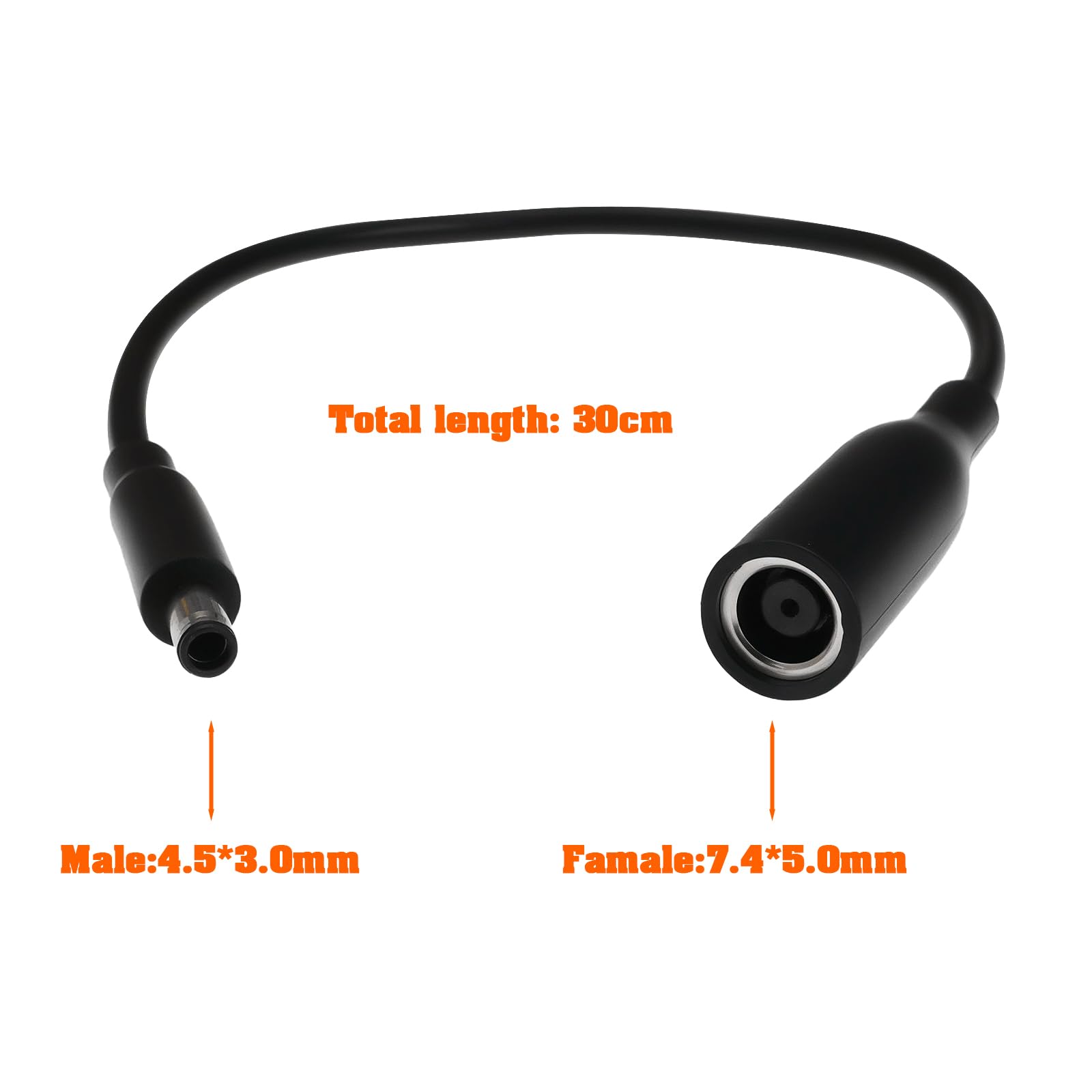 Create idea Kabel konwertera zasilania laptopa 7,4 mm żeński na 4,5 mm męski kabel konwertera zasilania DC kompatybilny z Dell Inspiron Latitude Studio XPS Vostro, 30 cm