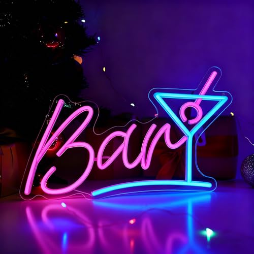 Bar Neon Sign, Dimmable LED Light with USB Power for
