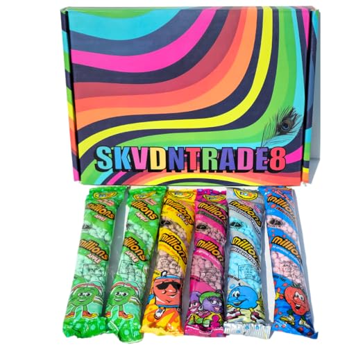 Millions Sweets Gift Box Hamper Includes 6 Tubes Packs of Millions Strawberry Bubblegum Cola Apple Blackcurrant/Raspberry Suitable for Vegans & Vegetarians pack of 6