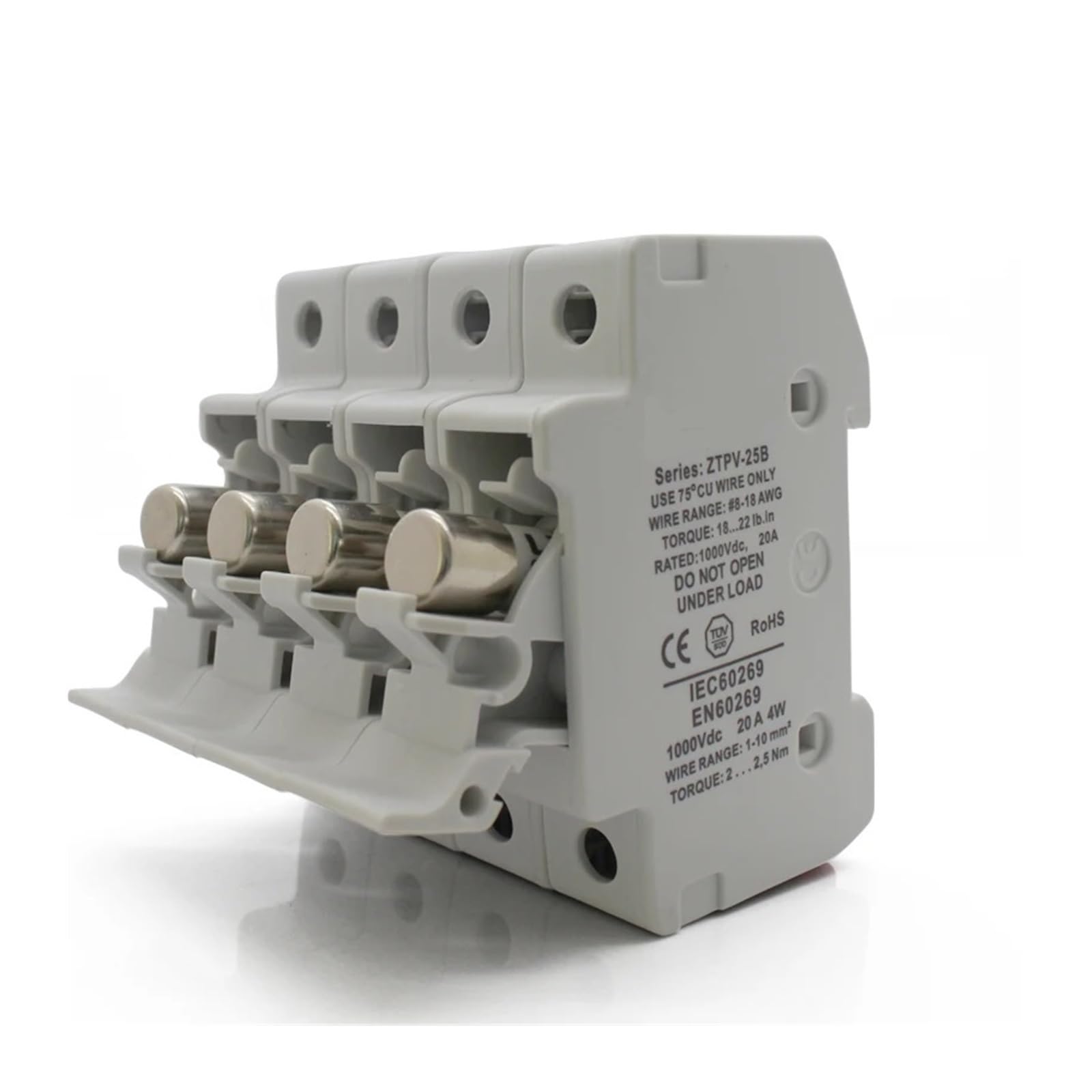 Portafusibles fotovoltaicos de 1000 V CC 10 x 38 mm con Cuatro fusibles(5A)