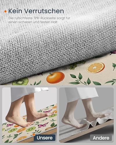 Tapis de chambre lavable en machine beige clair rond 100cm imprimé nature