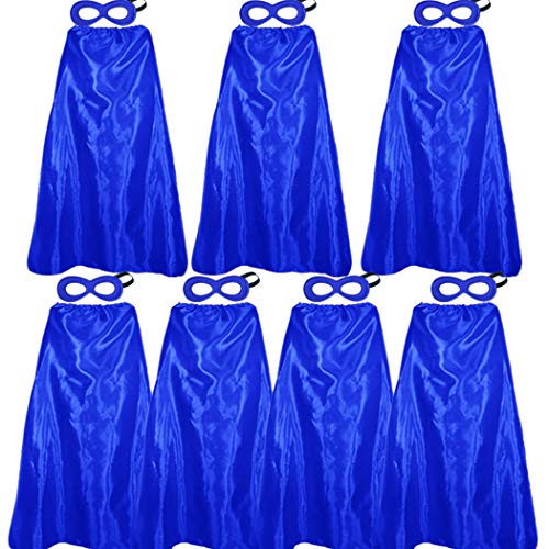 Superhero-Capes and Masks for Adults Bulk, Super Hero Dress Up Costume for Men Role Play Party Favors, 7 Pack (Blue)