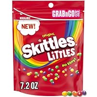 SKITTLES LITTLES Original Chewy Candy Tiny Bite Size Rainbow Fruity Candy, Grab N Go, 7.2 Oz Resealable Bag