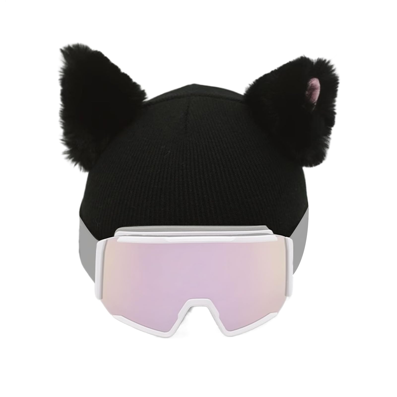 Fundá para Casco con Orejas De Gato: Gorro De Esquí De Felpa, Accesorio De Esquí Suave, Diversión En La Nieve