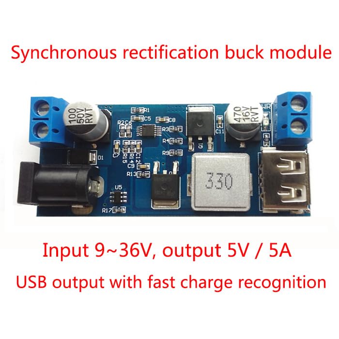 Heemol DC-DC Buck Converter module with key specifications labeled