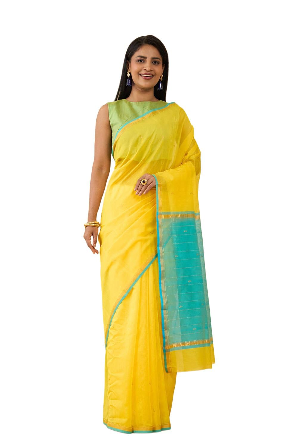 Taneira Women Yellow Embroidered Pure Silk Cotton Saree with Unstitched Blouse Piece (SABFCCHSC0101-Yellow) - Review, Price and Buying Guide
