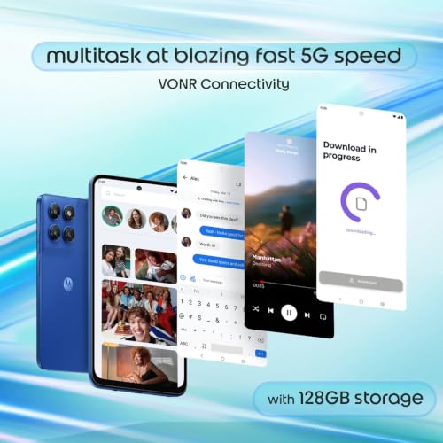 Image of Motorola g37 Power (Pantone Capri, 4GB RAM, 64GB Storage) | MediaTek Dimensity 6400 Octa-Core Processor | 50MP AI Rear Camera | 8MP Front Camera | 6.66-inch HD+ 120Hz Display | 7000mAh Battery