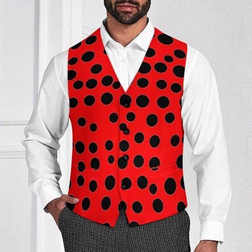 Ladybug Printed Men's Suit Vests Business Formal Dress Vest V-Neck Waistcoat for Wedding Casual2