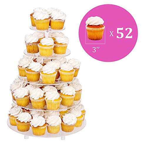 Jusalpha Large 5-Tier Acrylic Round Wedding Cake Stand/Cupcake Stand Tower/Dessert Stand/Pastry Serving Platter/Food Display Stand (5Rf) #TOP3