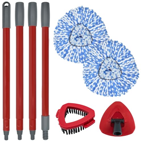 Image of Mop Replacement for Ocedar, Mop for O Cedar, Replacement Mop for O Cedar Spin Mop Contains 4-Section Mop Handle 2 Mop Replace Head 1 Mop Base 1 Scrubber Mop Head for O-Cedar Spin Mop