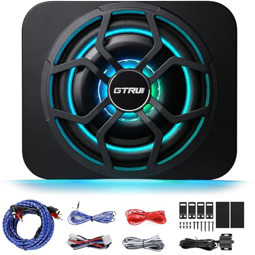 10' Amplified Powered Car Subwoofer Enclosure 800 Watt, Low Profile Under Seat for Car/Truck Audio...