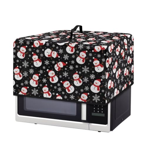 Image of Christmas Decor Microwave Oven Dust Cover Air Fryer Toaster Oven Protector Small Appliances Cover, L, 20.9 x 15.7 x 12.4 Inches, Snowman Snowflake Black