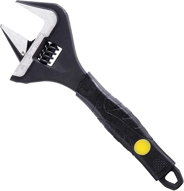 Sharp-tec Adjustable Wrench, Deep Jaw Wide Opening, Heat-Treated Chrome Vanadium Steel Black Oxide Finish, Heavy-Duty Plumbing Spanner Set, 8 inches/200mm