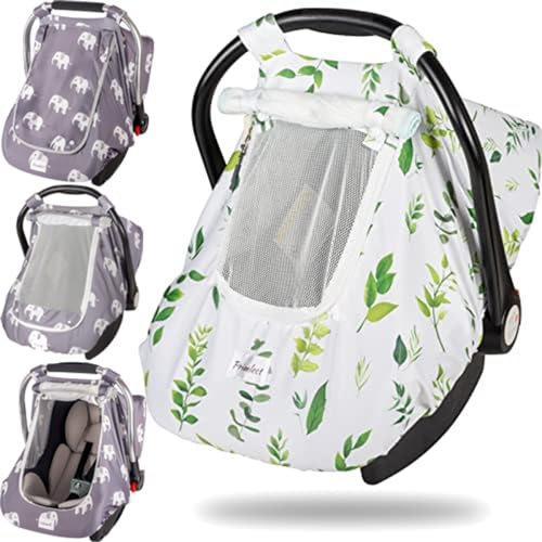 Image of Car Seat Covers for Babies, Large Window Baby Car Seat Covers, Stretchy Carseat Canopy with Breathable Peekaboo, Kick-Proof & Windproof Infant Carseat Cover for Boys Girls