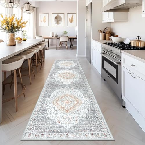 Lahome Boho Kitchen Runner Rug - 2.5X8 Washable Rug Runner Ultra-Thin Non-Slip Carpet Runners For Hallway 8Ft, Oriental Print Distressed Soft Long Runner Rug For Entryway Bedroom Laundry Room Foyer thumb #1
