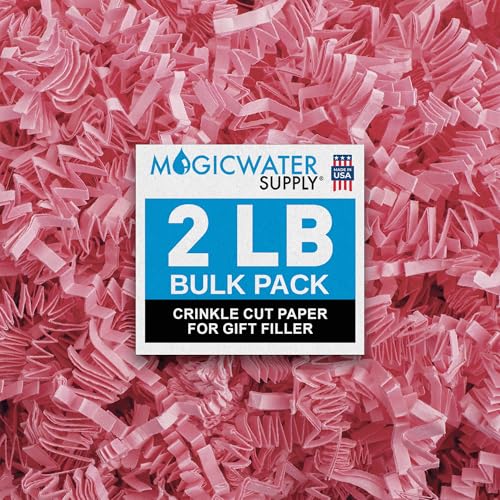 MagicWater Crinkle Cut Paper for Gift Baskets - 2LB - Light Pink - Perfect for Shredded Paper Filler, Basket Filler, Gift Boxes, Bridesmaid Gifts, Halloween Stuffers & More â€“ Ideal for All Occasions