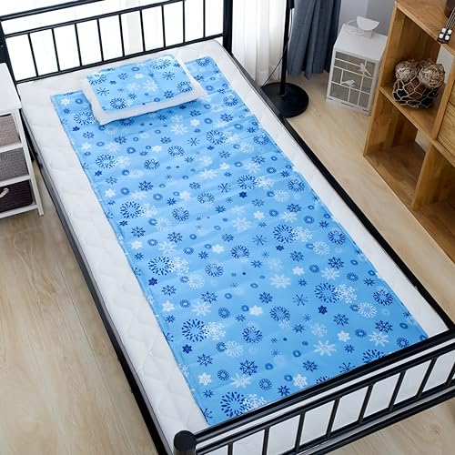 Gel Cooling Mat with Pillow for Adult, Summer Cooling Body Pad Cooling Mattress for Human Cushion Comfortable Cool Mat for Bed(170 * 70cm)