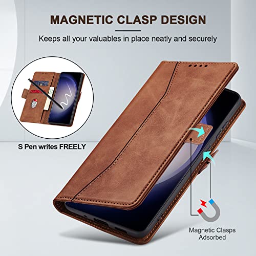Image of Jasonyu Flip Wallet Case for Samsung S23 Ultra,Brown